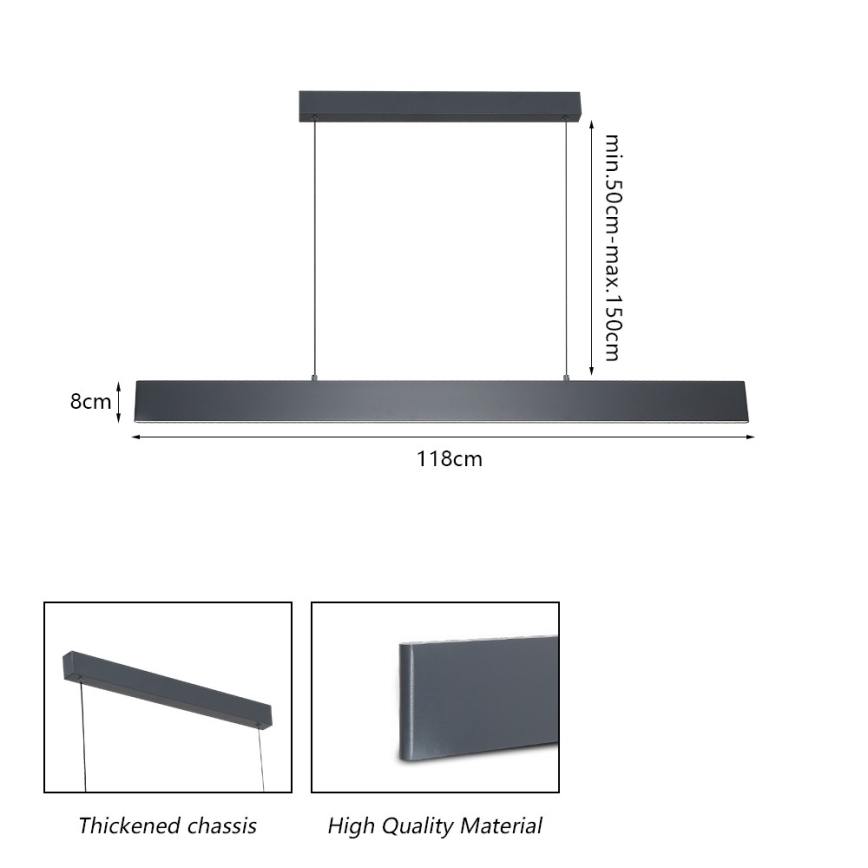 Brilagi - LED Stmívatelný lustr na lanku SLIMLINE LED/40W/230V 3000-6000K antracit + dálkové ovládání