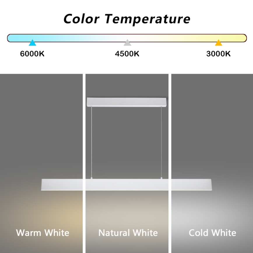 Brilagi - LED Stmívatelný lustr na lanku SLIMLINE LED/40W/230V 3000-6000K bílá + dálkové ovládání