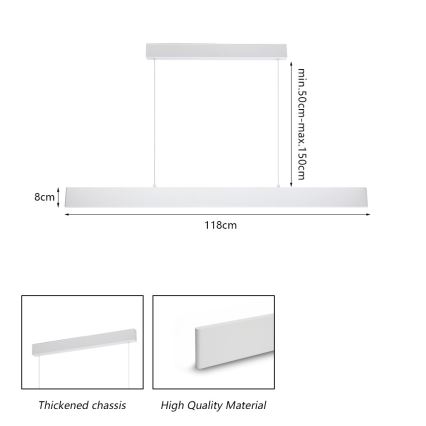 Brilagi - LED Stmívatelný lustr na lanku SLIMLINE LED/40W/230V 3000-6000K bílá + dálkové ovládání