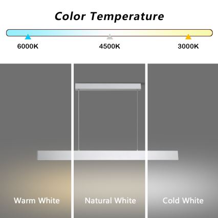 Brilagi - LED Stmívatelný lustr na lanku SLIMLINE LED/40W/230V 3000-6000K stříbrná + dálkové ovládání