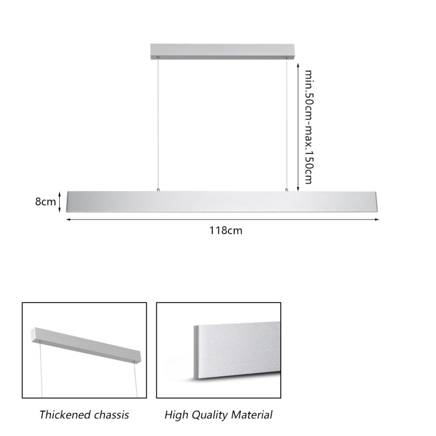 Brilagi - LED Stmívatelný lustr na lanku SLIMLINE LED/40W/230V 3000-6000K stříbrná + dálkové ovládání
