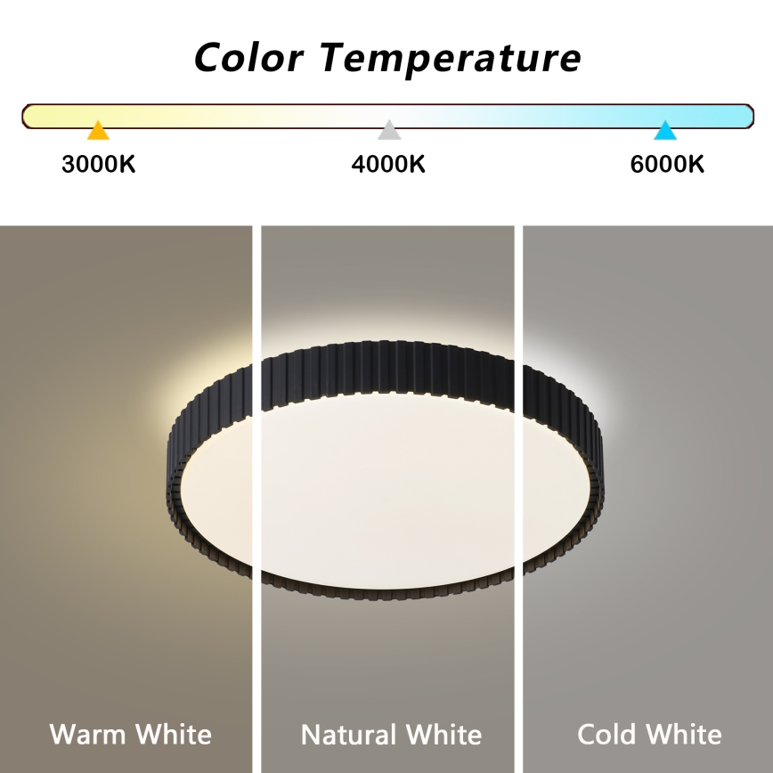 Brilagi - LED Stmívatelné stropní svítidlo CORVO LED/54W/230V 3000-6000K černá pr. 40 cm + dálkové ovládání