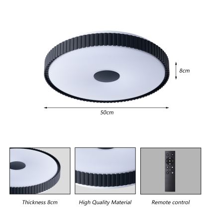 Brilagi - LED Stmívatelné stropní svítidlo CORVO LED/72W/230V 3000-6000K černá pr. 50 cm + dálkové ovládání