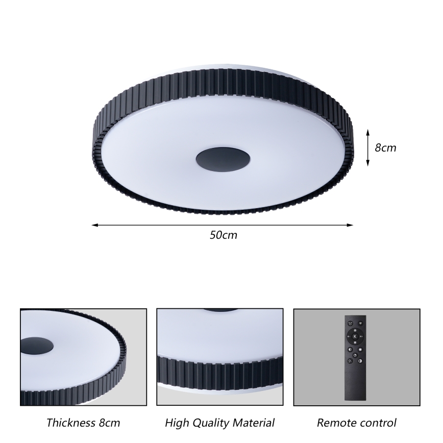 Brilagi - LED Stmívatelné stropní svítidlo CORVO LED/72W/230V 3000-6000K černá pr. 50 cm + dálkové ovládání