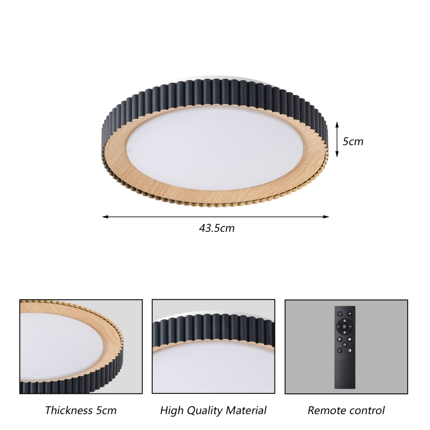 Brilagi - LED Stmívatelné stropní svítidlo NEXO LED/48W/230V 3000-6000K černá pr. 43 cm + dálkové ovládání