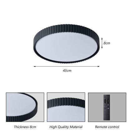 Brilagi - LED Stmívatelné stropní svítidlo ORINO LED/54W/230V 3000-6000K černá pr. 43 cm + dálkové ovládání