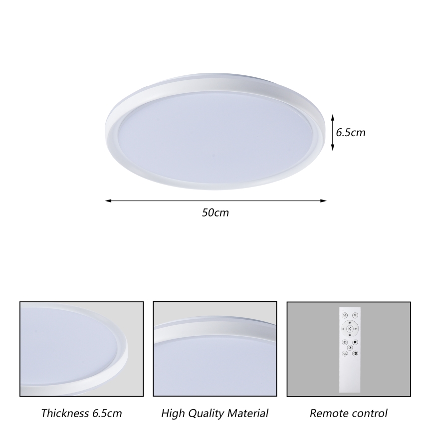 Brilagi - LED Stmívatelné stropní svítidlo RIVO LED/72W/230V 3000-6000K bílá pr. 50 cm + dálkové ovládání