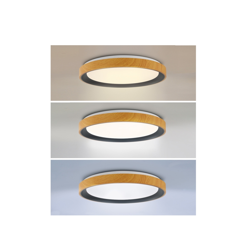 Brilagi - LED Stmívatelné stropní svítidlo FLOCO LED/48W/230V 3000-6500K pr. 40 cm dekor dřeva/černá + dálkové ovládání