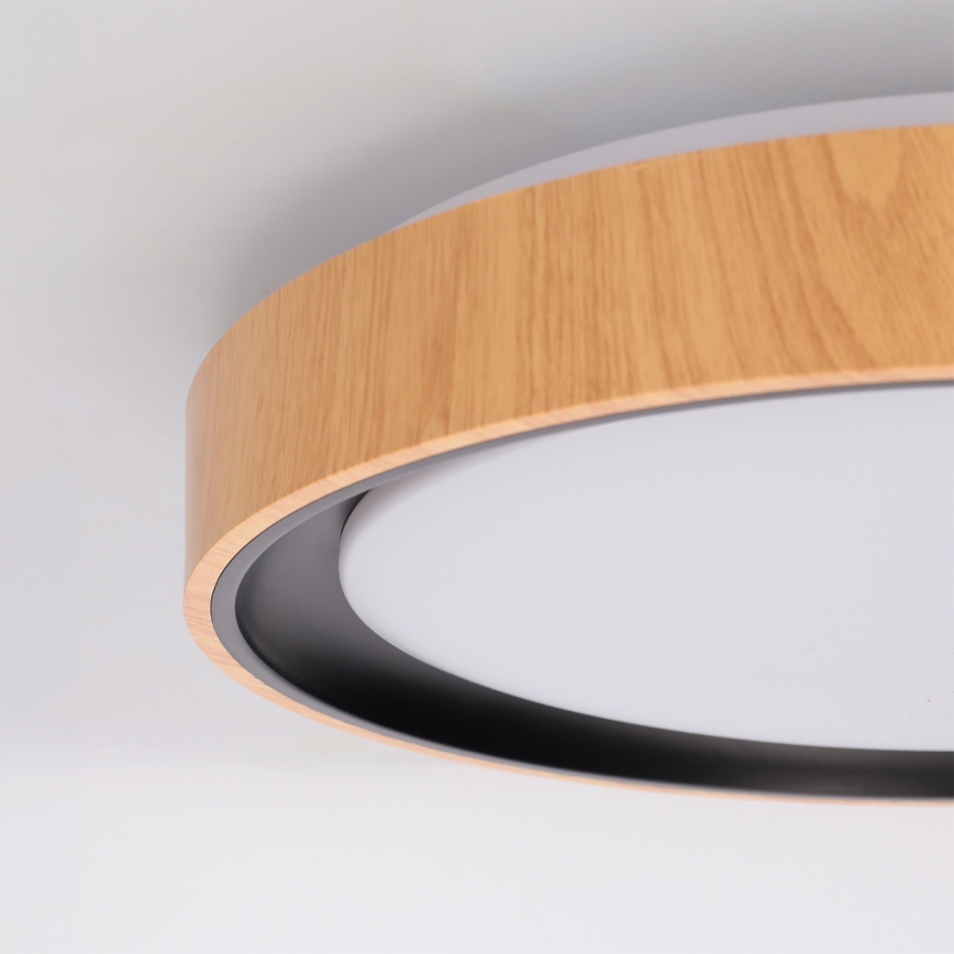 Brilagi - LED Stmívatelné stropní svítidlo FLOCO LED/48W/230V 3000-6500K pr. 40 cm dekor dřeva/černá + dálkové ovládání