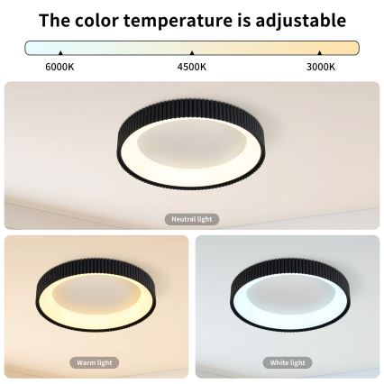 Brilagi - LED Stmívatelné stropní svítidlo FALCON MODERN LED/30W/230V 3000-6500K pr. 40 cm černá + dálkové ovládání