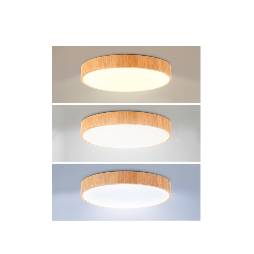 Brilagi - LED Stmívatelné stropní svítidlo POOL LED/36W/230V 3000-6000K pr. 30 cm dekor dřeva + dálkové ovládání