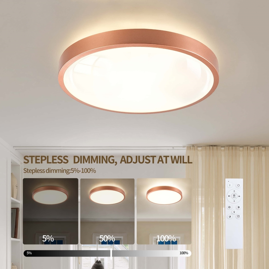 BRILAGI - LED Stmívatelné stropní svítidlo GLASS POOL DOUBLE LED/48W/230V pr. 40 cm měděná + dálkové ovládání