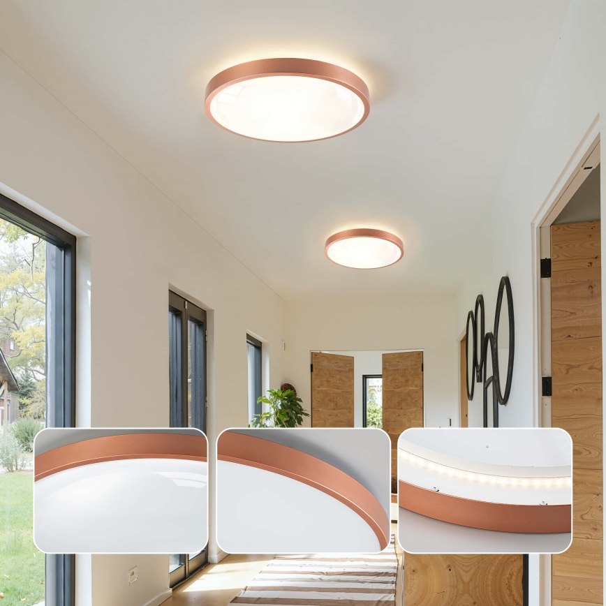 BRILAGI - LED Stmívatelné stropní svítidlo GLASS POOL DOUBLE LED/48W/230V pr. 40 cm měděná + dálkové ovládání