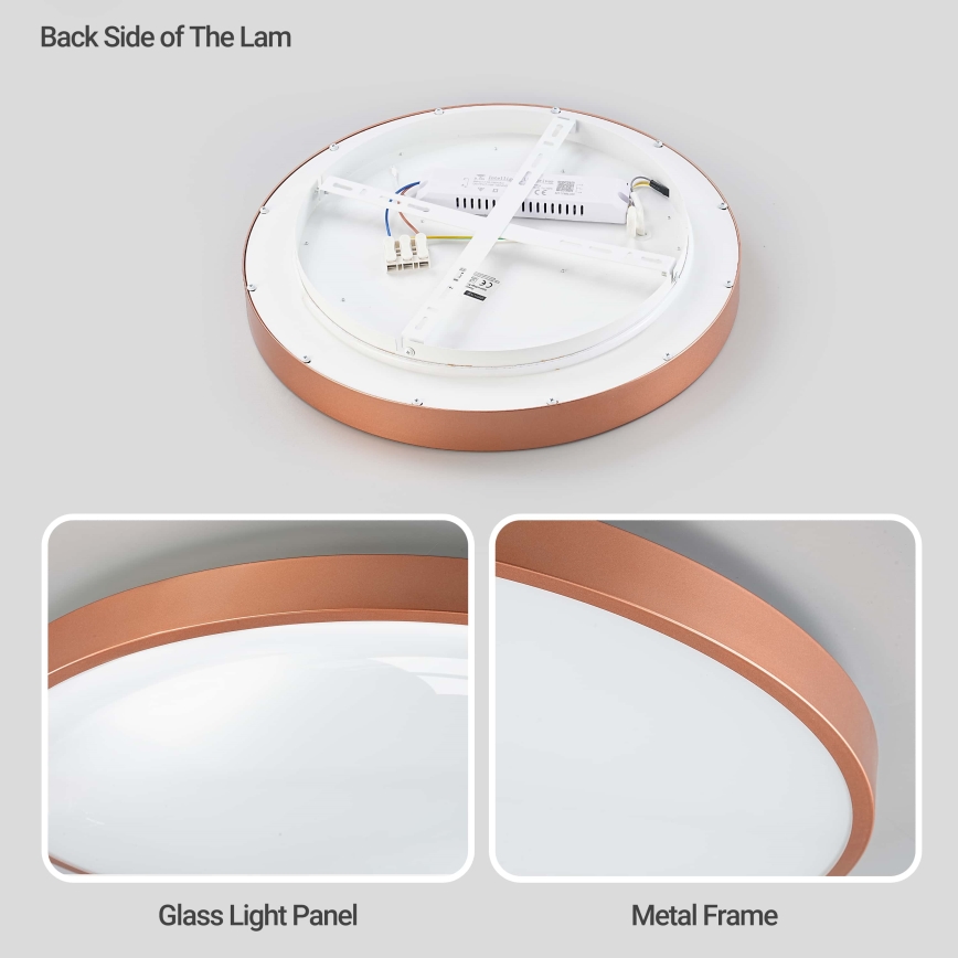 BRILAGI - LED Stmívatelné stropní svítidlo GLASS POOL DOUBLE LED/48W/230V pr. 40 cm měděná + dálkové ovládání