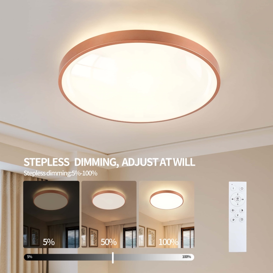 BRILAGI - LED Stmívatelné stropní svítidlo GLASS POOL DOUBLE LED/80W/230V pr. 60 cm měděná + dálkové ovládání