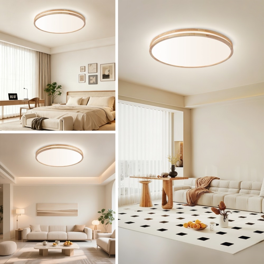 Brilagi - LED Stmívatelné stropní svítidlo MOLINA LED/100W/230V 3000-6000K dub pr. 80 cm + dálkové ovládání