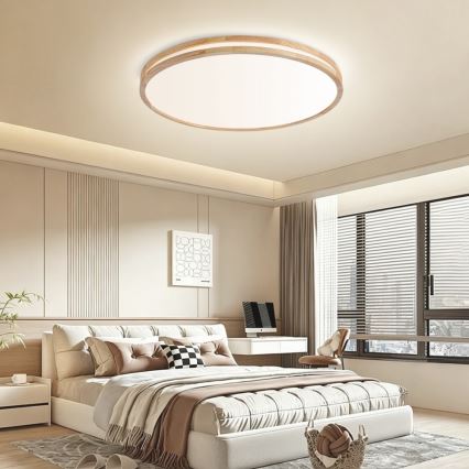 Brilagi - LED Stmívatelné stropní svítidlo MOLINA LED/100W/230V 3000-6000K dub pr. 80 cm + dálkové ovládání