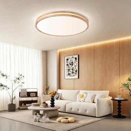 Brilagi - LED Stmívatelné stropní svítidlo MOLINA LED/100W/230V 3000-6000K dub pr. 80 cm + dálkové ovládání