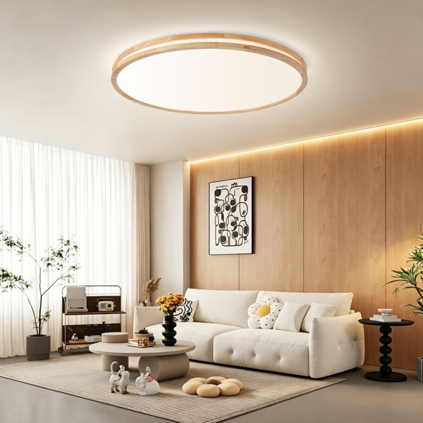 Brilagi - LED Stmívatelné stropní svítidlo MOLINA LED/128W/230V 3000-6000K dub pr. 100 cm + dálkové ovládání