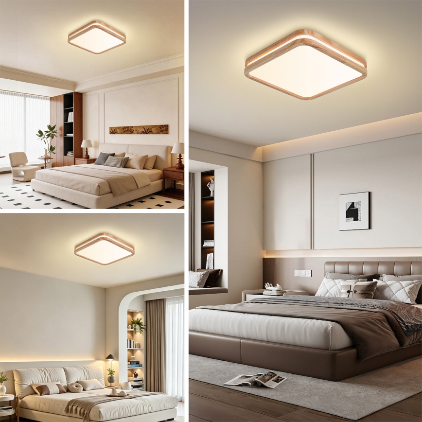 BRILAGI - LED Stmívatelné stropní svítidlo MOLINA SQUARE LED/48W/230V 3000-6000K dub 40x40 cm + dálkové ovládání