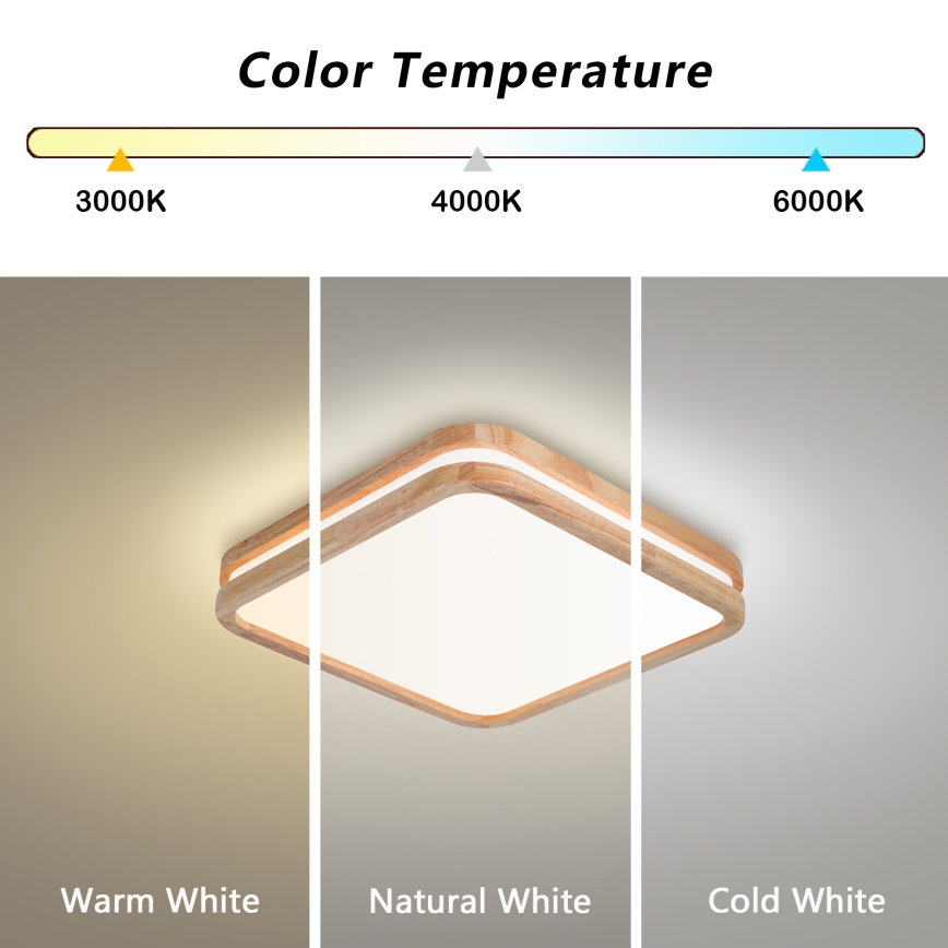 Brilagi - LED Stmívatelné stropní svítidlo MOLINA SQUARE LED/48W/230V 3000-6000K dub 40x40 cm + dálkové ovládání