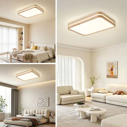 Brilagi - LED Stmívatelné stropní svítidlo MOLINA SQUARE LED/54W/230V 3000-6000K dub 60x40 cm + dálkové ovládání