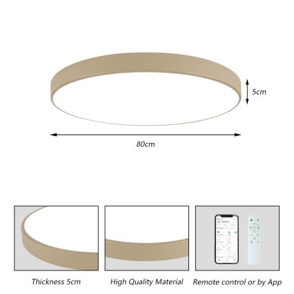 Brilagi - LED Stmívatelné stropní svítidlo POOL SMART LED/100W/230V 3000-6000K 80 cm béžová Wi-Fi Tuya + dálkové ovládání