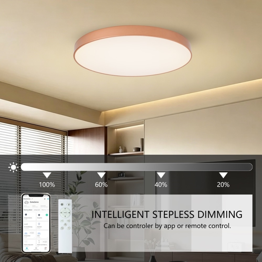 Brilagi - LED Stmívatelné stropní svítidlo POOL SMART LED/100W/230V 3000-6000K pr. 80 cm Wi-Fi Tuya bronzová + dálkové ovládání