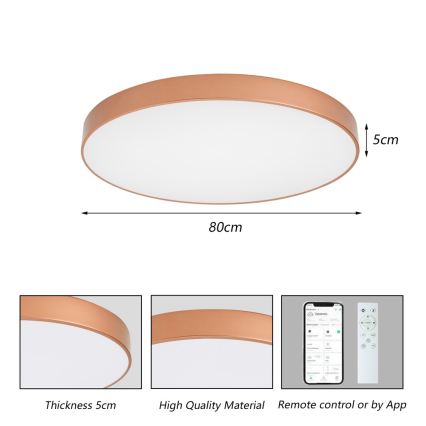 Brilagi - LED Stmívatelné stropní svítidlo POOL SMART LED/100W/230V 3000-6000K pr. 80 cm Wi-Fi Tuya bronzová + dálkové ovládání