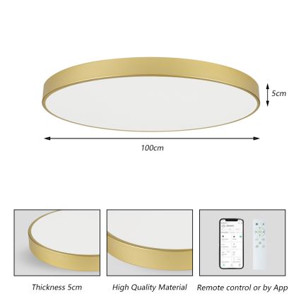 Brilagi - LED Stmívatelné stropní svítidlo POOL SMART LED/128W/230V 3000-6000K 100 cm zlatá Wi-Fi Tuya + dálkové ovládání