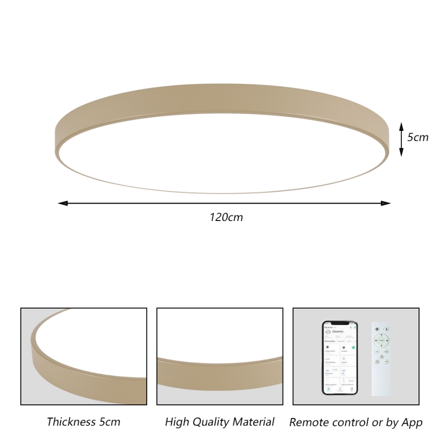 Brilagi - LED Stmívatelné stropní svítidlo POOL SMART LED/180W/230V 3000-6000K 120 cm béžová Wi-Fi Tuya + dálkové ovládání