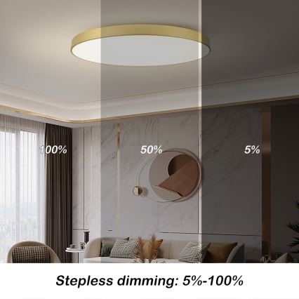 Brilagi - LED Stmívatelné stropní svítidlo POOL SMART LED/180W/230V 3000-6000K 120 cm zlatá Wi-Fi Tuya + dálkové ovládání