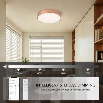 Brilagi - LED Stmívatelné stropní svítidlo POOL SMART LED/48W/230V 3000-6000K pr. 40 cm Wi-Fi Tuya bronzová + dálkové ovládání