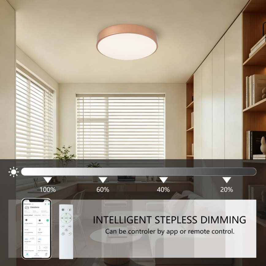 Brilagi - LED Stmívatelné stropní svítidlo POOL SMART LED/48W/230V 3000-6000K pr. 40 cm Wi-Fi Tuya bronzová + dálkové ovládání