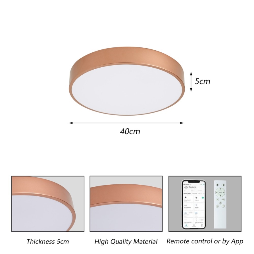Brilagi - LED Stmívatelné stropní svítidlo POOL SMART LED/48W/230V 3000-6000K pr. 40 cm Wi-Fi Tuya bronzová + dálkové ovládání