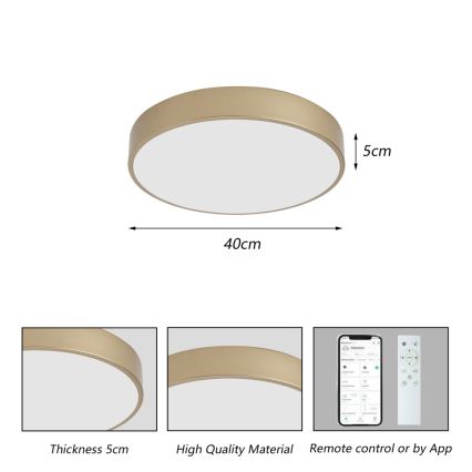 Brilagi - LED Stmívatelné stropní svítidlo POOL SMART LED/48W/230V 3000-6000K pr. 40 cm Wi-Fi Tuya zlatá + dálkové ovládání