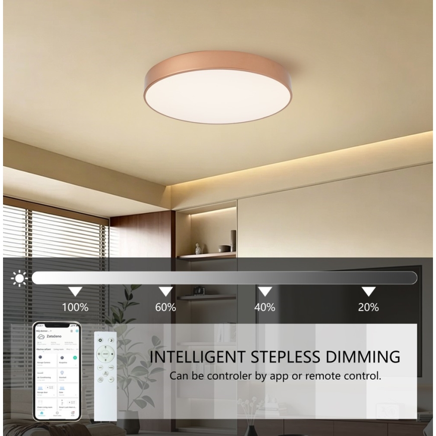 Brilagi - LED Stmívatelné stropní svítidlo POOL SMART LED/60W/230V 3000-6000K pr. 50 cm Wi-Fi Tuya bronzová + dálkové ovládání