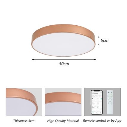 Brilagi - LED Stmívatelné stropní svítidlo POOL SMART LED/60W/230V 3000-6000K pr. 50 cm Wi-Fi Tuya bronzová + dálkové ovládání