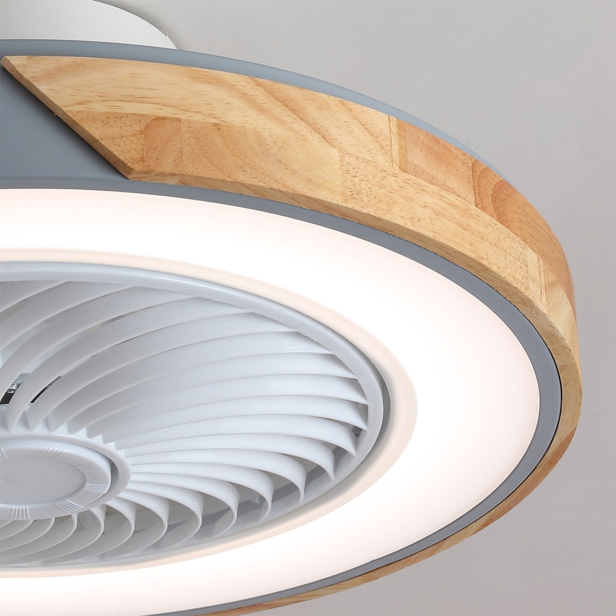 Brilagi - LED Stmívatelné stropní svítidlo s ventilátorem LED/38W/230V 3000-6500K 3000-6500K pr. 50 cm šedá/dub + dálkové ovládání