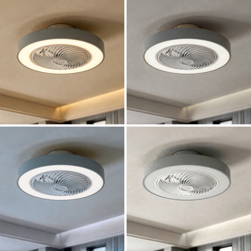 Brilagi - LED Stmívatelné stropní svítidlo s ventilátorem LED/38W/230V 3000-6500K 3000-6500K pr. 50 cm šedá + dálkové ovládání