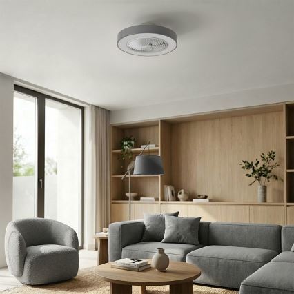 Brilagi - LED Stmívatelné stropní svítidlo s ventilátorem LED/38W/230V 3000-6500K 3000-6500K pr. 50 cm šedá + dálkové ovládání
