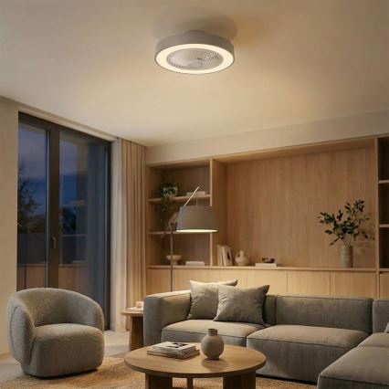 Brilagi - LED Stmívatelné stropní svítidlo s ventilátorem LED/38W/230V 3000-6500K 3000-6500K pr. 50 cm šedá + dálkové ovládání