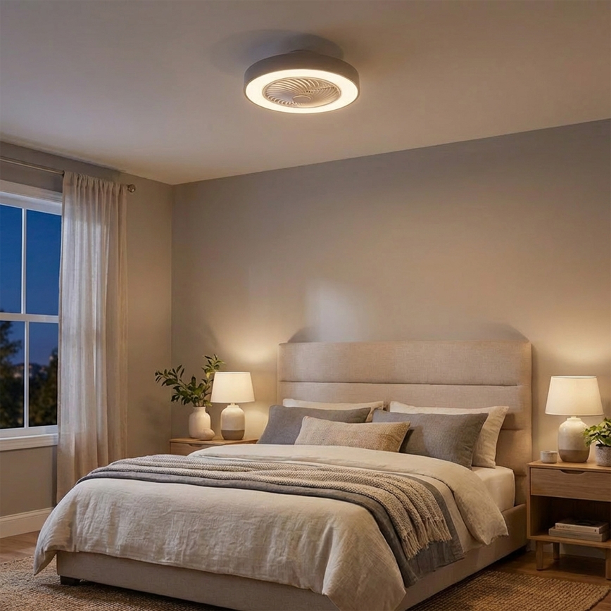 Brilagi - LED Stmívatelné stropní svítidlo s ventilátorem LED/38W/230V 3000-6500K 3000-6500K pr. 50 cm šedá + dálkové ovládání