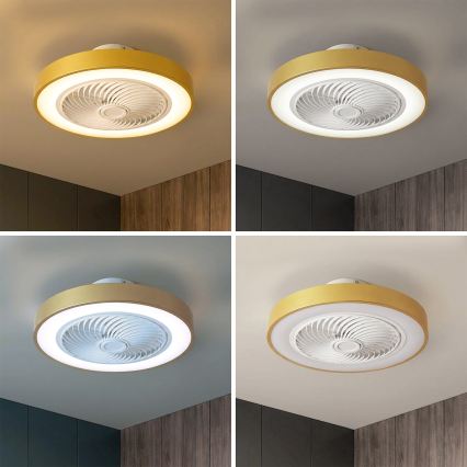 Brilagi - LED Stmívatelné stropní svítidlo s ventilátorem LED/38W/230V 3000-6500K pr. 50 cm zlatá + dálkové ovládání