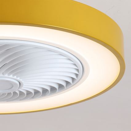 Brilagi - LED Stmívatelné stropní svítidlo s ventilátorem LED/38W/230V 3000-6500K pr. 50 cm zlatá + dálkové ovládání