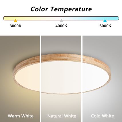 Brilagi - LED Stmívatelné stropní svítidlo WOODLINE LED/100W/230V 3000-6000K dub pr. 80 cm + dálkové ovládání
