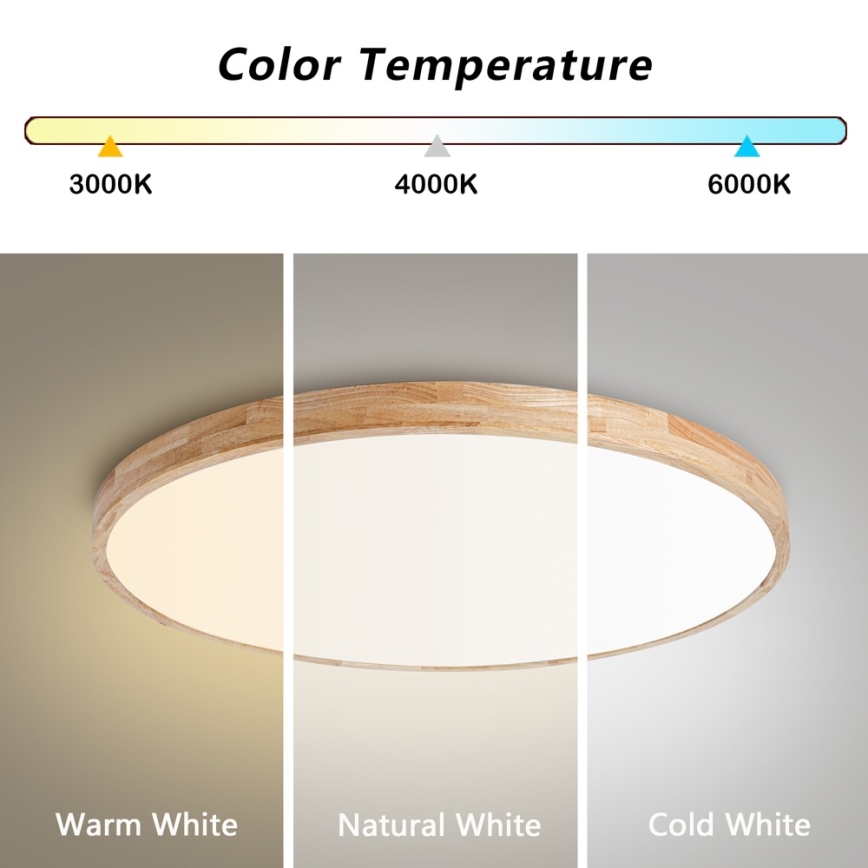 Brilagi - LED Stmívatelné stropní svítidlo WOODLINE LED/100W/230V 3000-6000K dub pr. 80 cm + dálkové ovládání