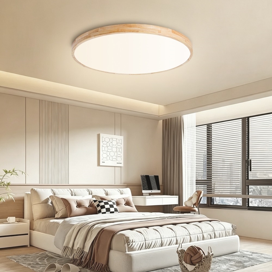 Brilagi - LED Stmívatelné stropní svítidlo WOODLINE LED/100W/230V 3000-6000K dub pr. 80 cm + dálkové ovládání