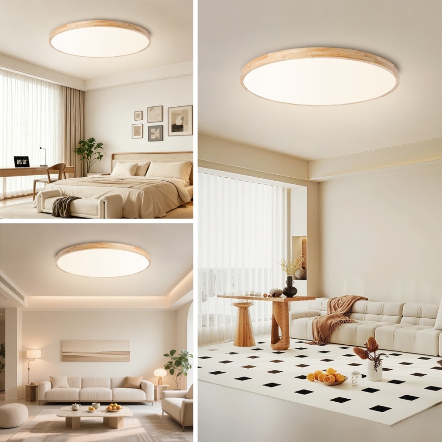 Brilagi - LED Stmívatelné stropní svítidlo WOODLINE LED/128W/230V 3000-6000K dub pr. 100 cm + dálkové ovládání