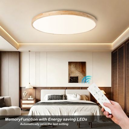 Brilagi - LED Stmívatelné stropní svítidlo WOODLINE LED/128W/230V 3000-6000K dub pr. 100 cm + dálkové ovládání